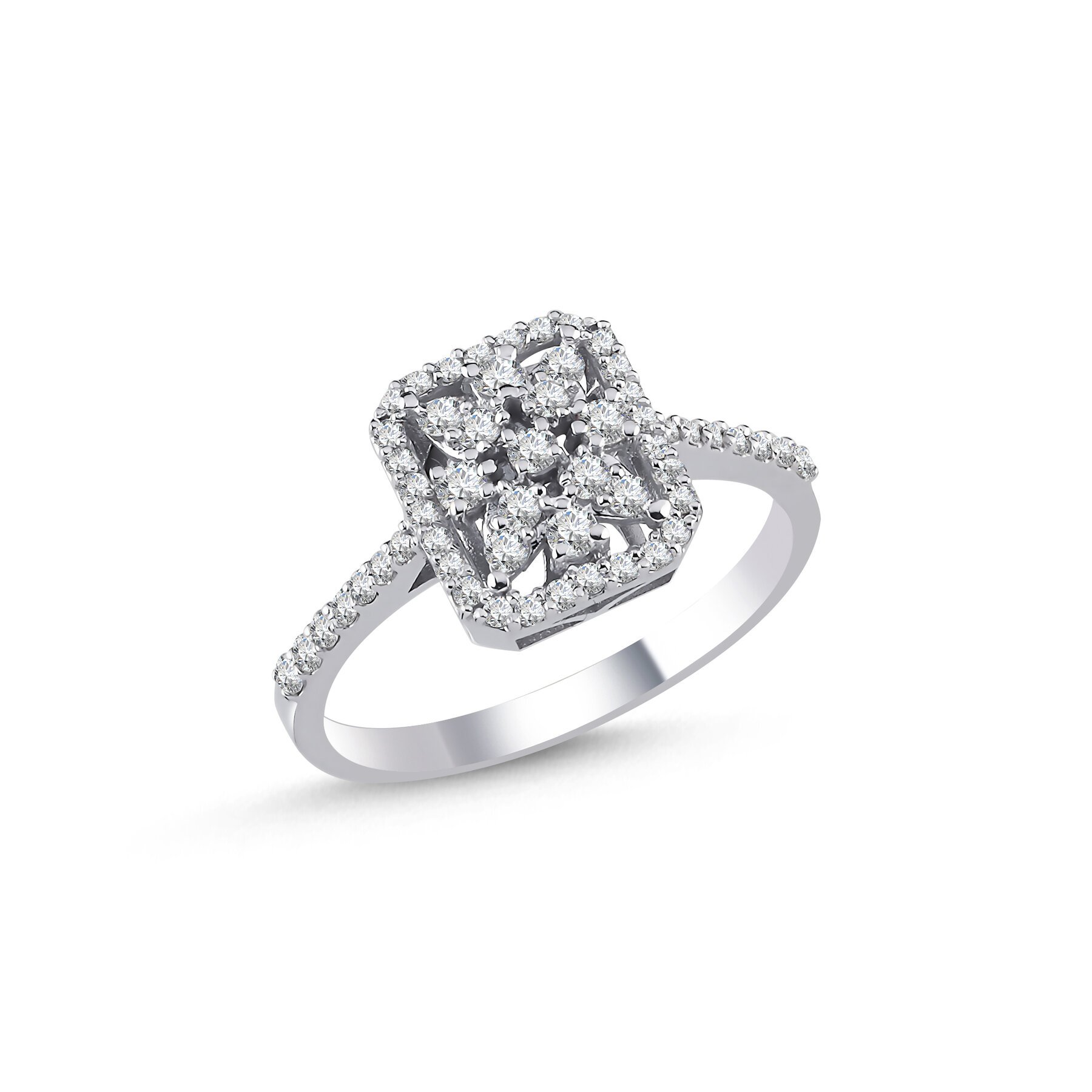 0,49 Karat Laboratuvar Pırlanta Kare Gül Yüzük